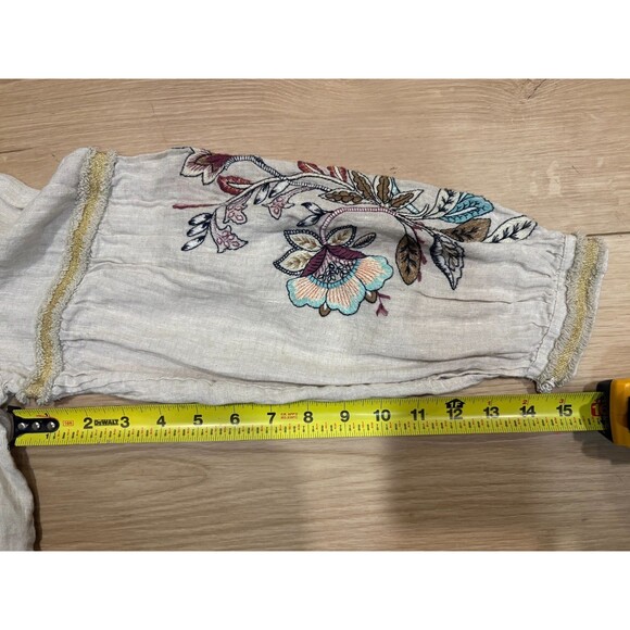 Chico's Embroidered Linen Peasant Top Tunic Boho Festival Blouse Size 0.5 (US 6) - Picture 6 of 10